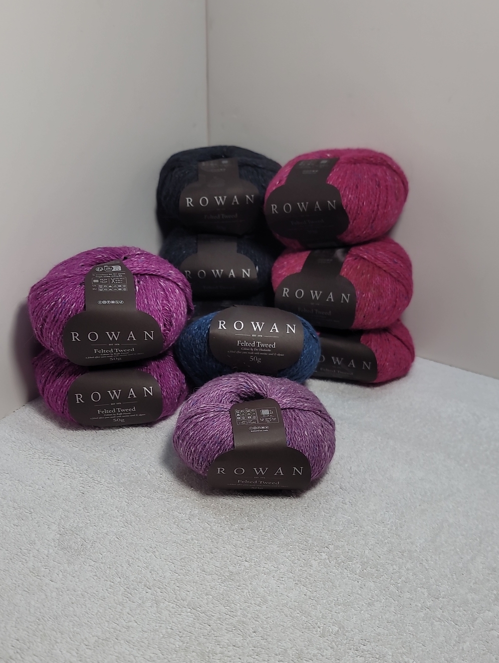 Rowan Felted Tweed Yarn Bundle in Pink, Magenta & Blue 10 Balls - NWT